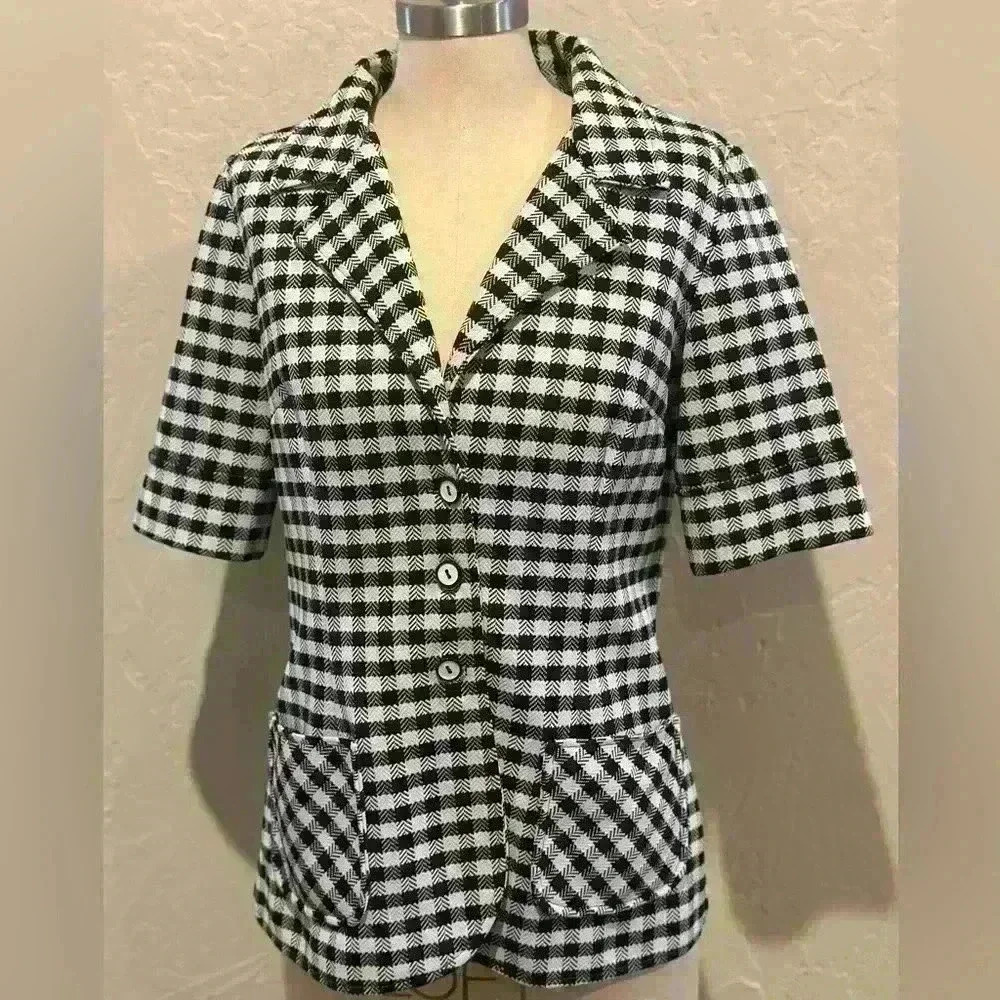 Vintage Short Sleeve Gingham Blazer **No Size**‎